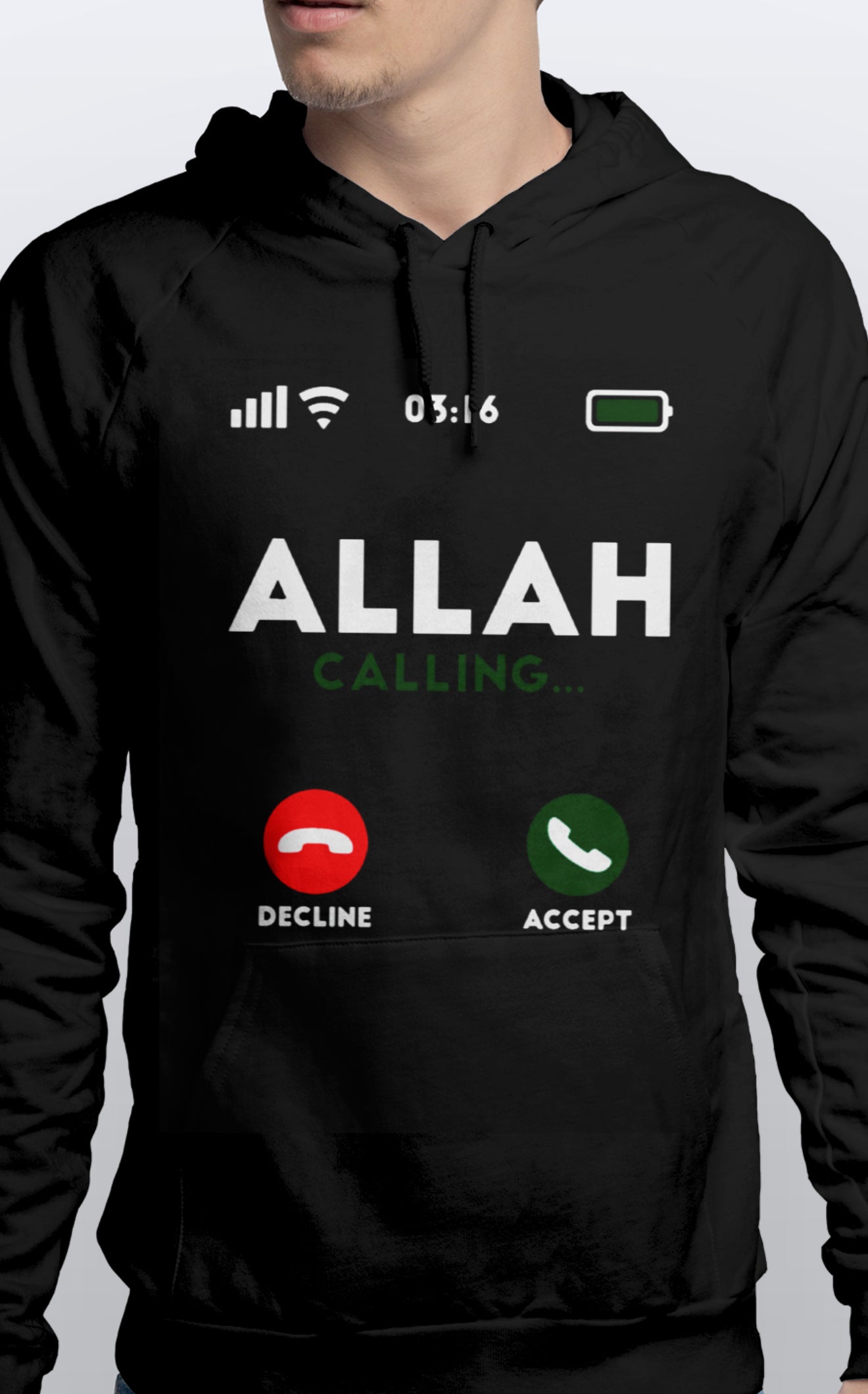 Pullover Unisex Hoodie Allah Calling Accept or Decline Soft cotton Sizes S-3XL