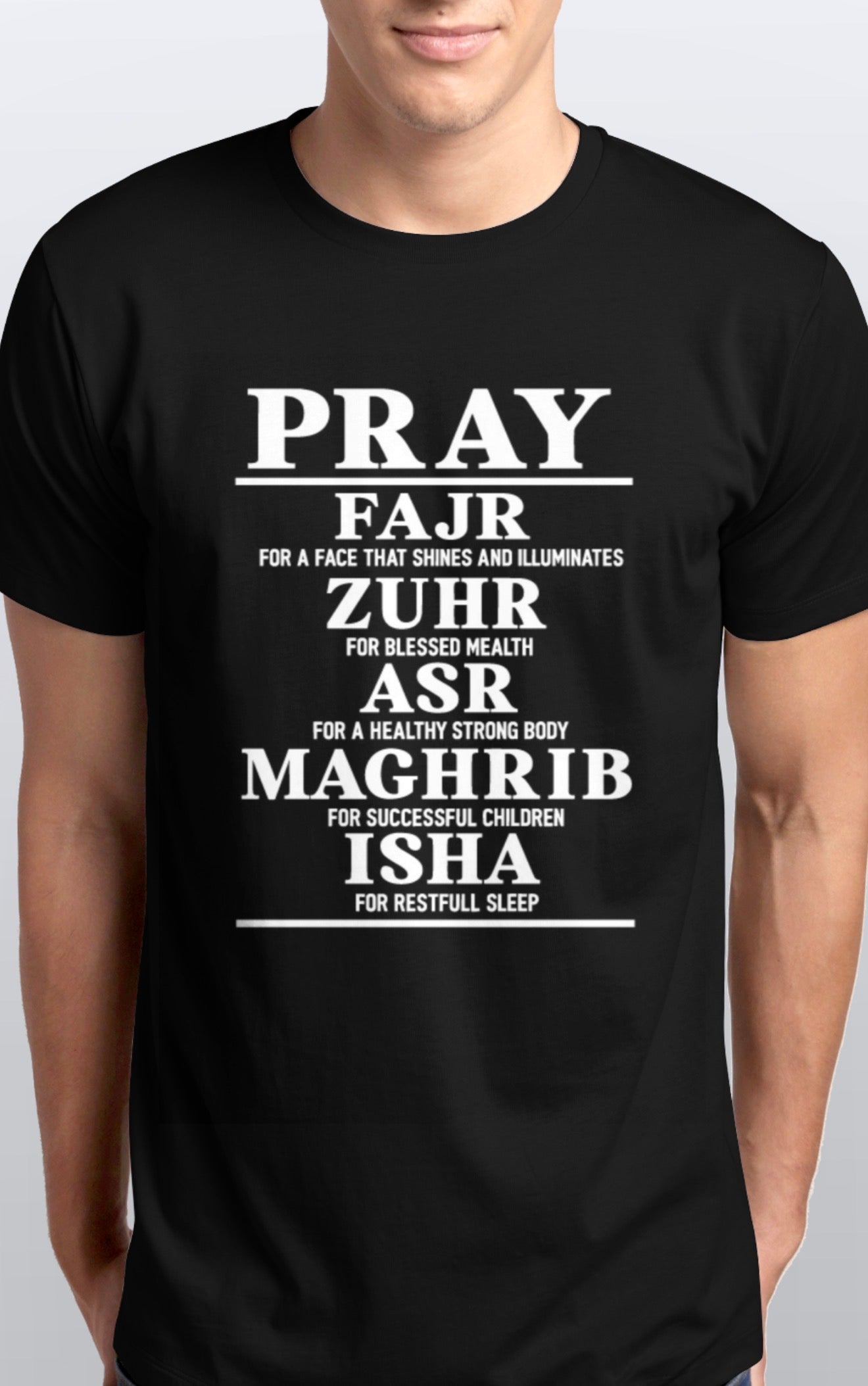 Unisex Pray 5 times and it’s benefits Soft cotton T shirt Sizes S-5XL