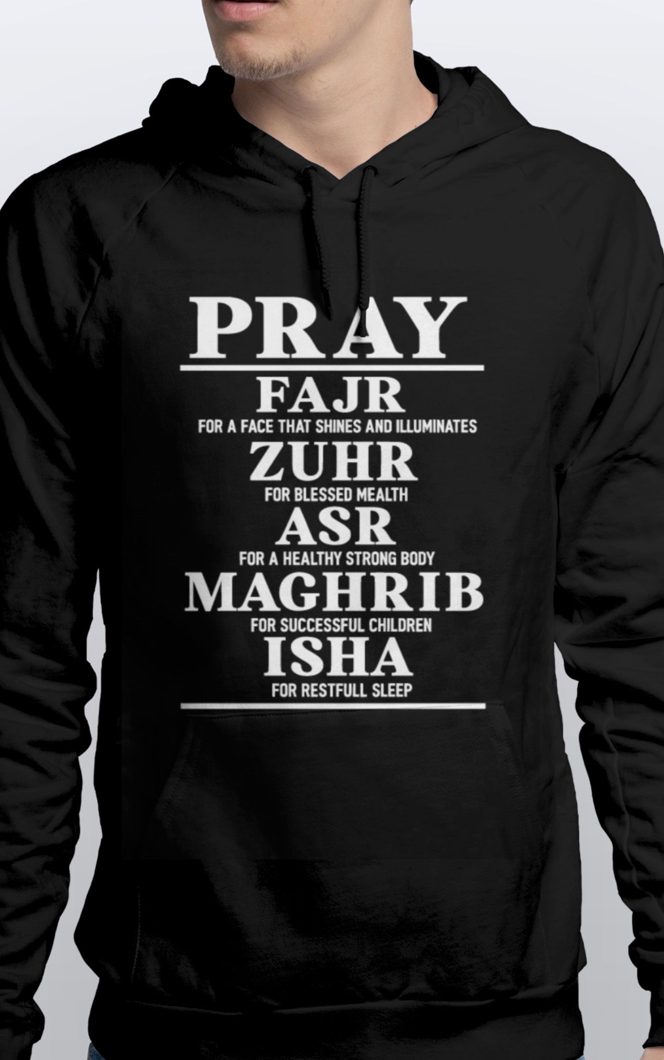 Pullover Unisex Hoodie Pray 5 times and it’s benefits Soft cotton Sizes S-3XL