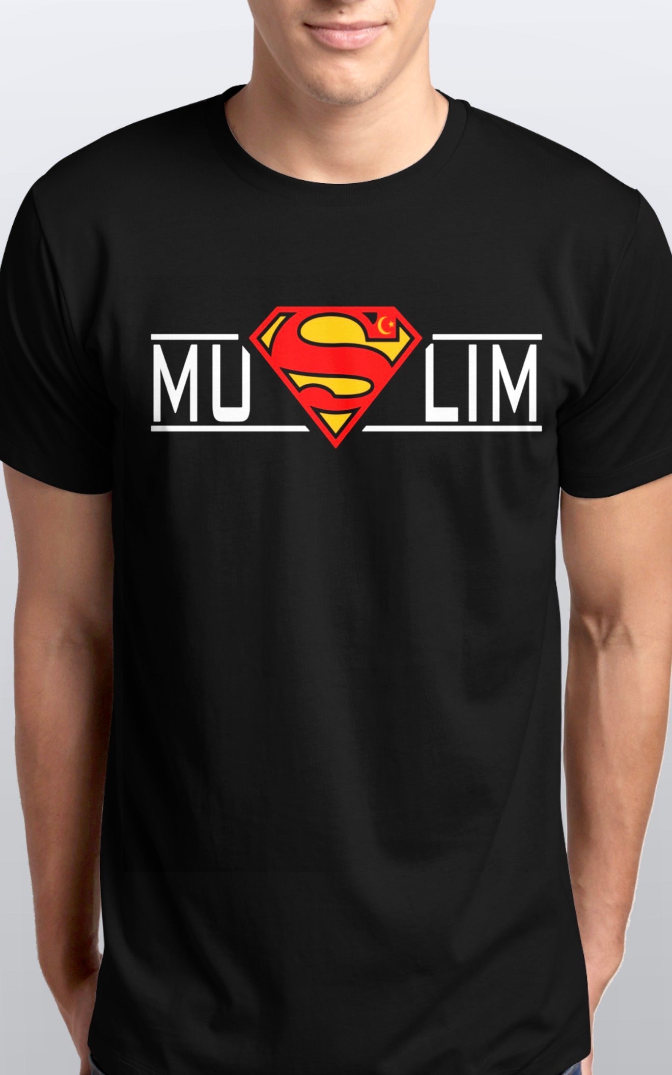 Unisex Muslim Superman Logo Soft cotton T shirt Sizes S-5XL