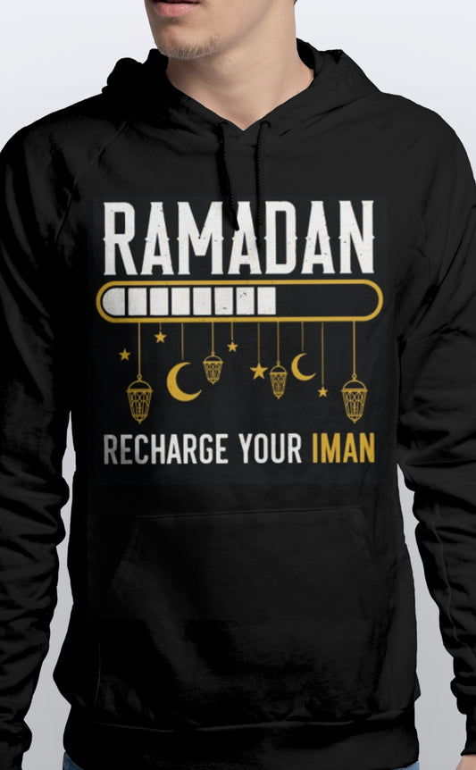 Pullover Unisex Hoodie Ramadan Recharge your Iman Soft cotton Sizes S-3XL