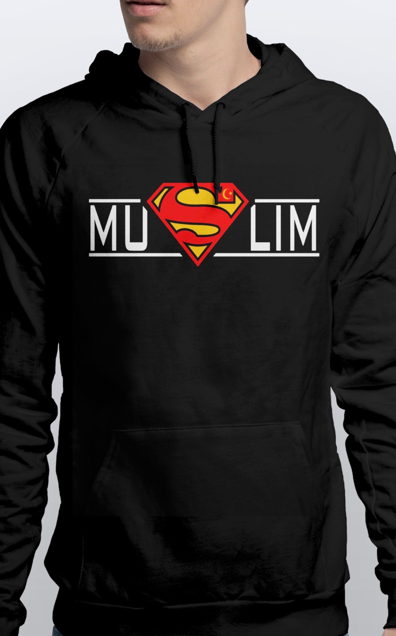 Pullover Unisex Hoodie Muslim Superman Logo Soft cotton Sizes S-3XL