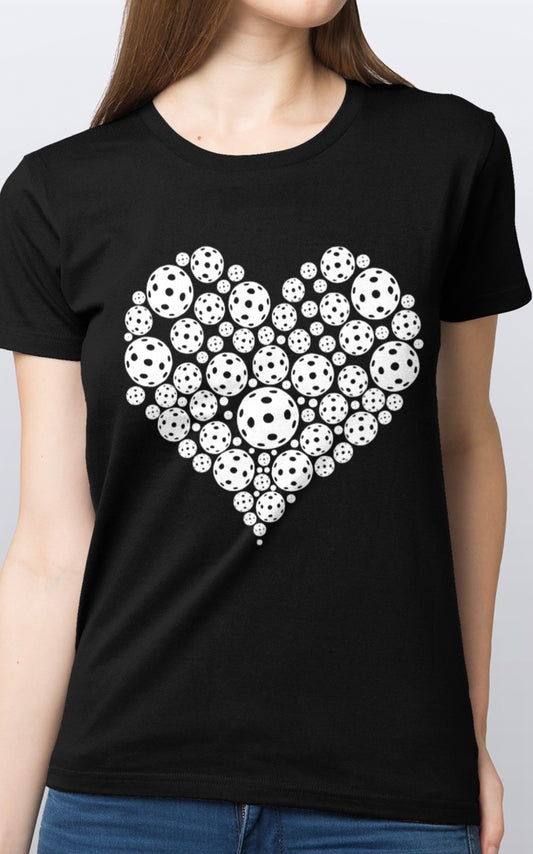 Pickleball hearts soft cotton T-Shirt woman’s Sizes S-3XL