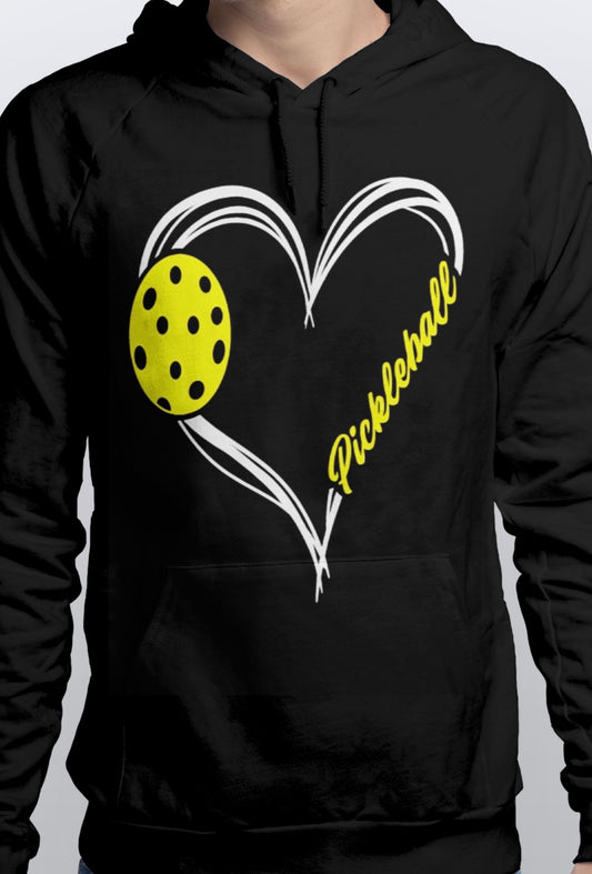 Heart shaped pickleball Warm Pullover Pickleball HOODIE unisex Sizes S-3XL
